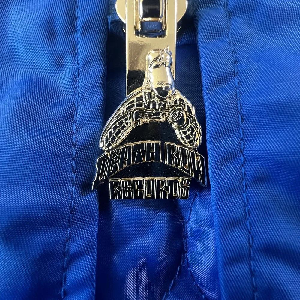 Death Row Records Blue Gold Long Parka Jacket Men's Medium‎ 2022 Embroidered